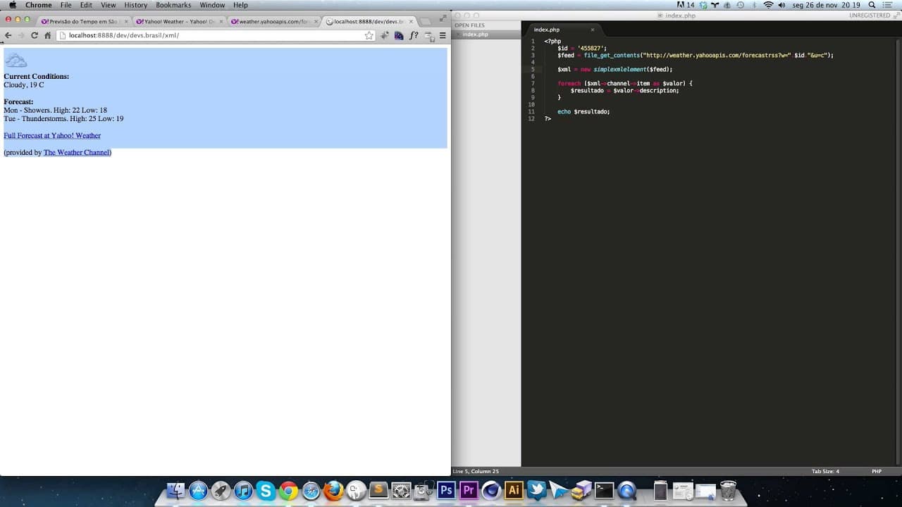 Sistema de Previsão do Tempo utilizando PHP e XML do Yahoo Weather